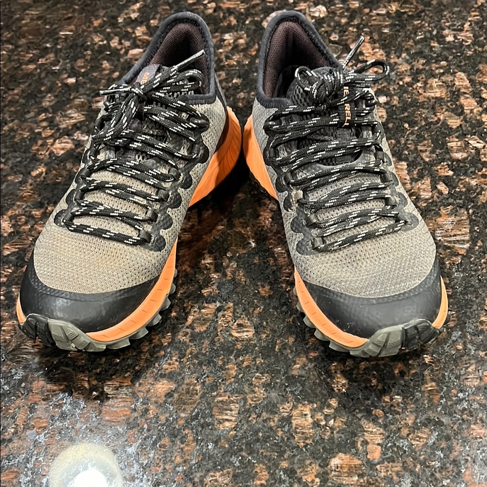 Merrell Gray and Orange Athletic Shoes with Rugged Tread